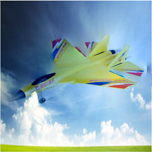 Load image into Gallery viewer, Yellow SU-27 RC Fighter Jet, Remote Control Airplane with Stunt Flight, Anti Crash Jet
