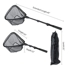 Load image into Gallery viewer, Fishing Landing Net with Telescoping Pole Handle Extends to 63 inches, Carbon Fiber Handle Extended from 23.6 inches to 47 inches
