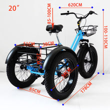 Load image into Gallery viewer, Adult Tricycle, Fat Tire 20&#39;&#39; Trikes, Family Transport Off-Road Three-Wheeled Bicycles for Seniors Cruise 3 Wheel Bike Shopping Basket

