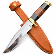 Load image into Gallery viewer, WARIVO KNIFE 12-Inch D2 Bowie Hunting Knife with Leather Sheath
