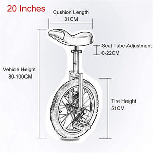 20-Inch Balance Bicycle Unicycle for Home & Gym Fitness, Blue Men's Unicycle with Skidproof Mountain Tire, 150kg Load