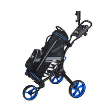 Load image into Gallery viewer, KVV 3 Wheel Foldable/Collapsible Golf Push Cart Ultra Lightweight Smallest Folding Size, New-Version Scorecard Holder Free Umbrella Holder Included(Black/Blue)
