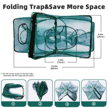 Load image into Gallery viewer, 3 Pcs Foldable Fishing Net Accessories for Crab Crayfish Shrimp:Fishing Landing Net with Telescoping Pole Handle, Collapsible Crab Trap Hexagon and 2 Ropes
