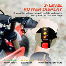 Load image into Gallery viewer, A12 Electric Dirt Bike for Kids, 36V 350W Electric Motorcycle for Kids Ages 3-10, Up to 15.5MPH &amp; 14 Miles Long-Range
