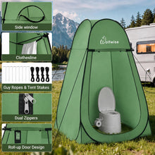 Load image into Gallery viewer, Wolfwise Pop Up Shower Tent for Camping Essentials, Portable Instant Changing Tent with Ventilation Window &amp; Carry Bag, Privacy Dressing Room Bathroom Toilet for Beach &amp; Outdoor, Spacious, Green
