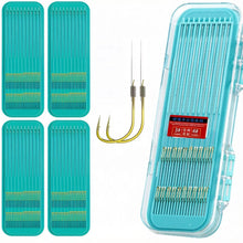 Load image into Gallery viewer, #2#3#4#5#6#7Pre-Tied Double Hook Fishing Rigs for Small Fish Trout Hooks, 100 Sets (200pcs Saltwater Freshwater Snelled Hooks Kit fluke Hooks, Ready-to-Fish Tackle Lorumox snelled Fishing Hooks
