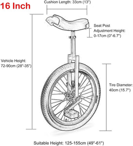 16INCH Balance Bicycle Unicycle for Young Adults, Ergonomic Saddle, Adjustable Height for Weight Loss & Fitness
