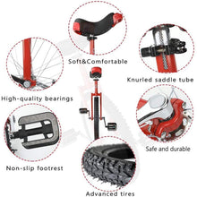 Load image into Gallery viewer, 18 Inch Unicycle for Men - Non-Slip Wheels with Alloy Rim &amp; Extra Thick Tire - Adjustable Seat for Comfort and Stability(18inch)

