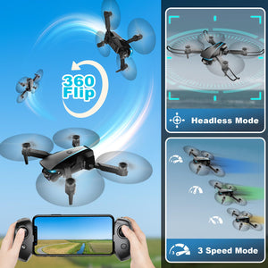 Drone with Camera - Drones for Adults, with 2 Batteries, Carrying Case, Propellers, 1080P HD Foldable Drone with Stable Hover