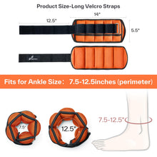 Load image into Gallery viewer, Adjustable Ankle Weights, 4.6 kg Sportneer 1 Pair Wrist Weights Arm Leg Weight Straps -Orange
