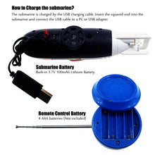 Load image into Gallery viewer, RC Submarine Toy Remote Control Boat Underwater Diving Waterproof for Fish Water Tank Kids Birthday Gift (White)
