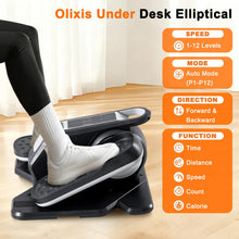 Load image into Gallery viewer, OLIXIS Under Desk Elliptical Machine - Black/Silver
