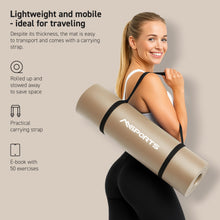 Load image into Gallery viewer, MSPORTS Thick Yoga Mat Premium Non Slip – Extra Comfortable Exercise Mat for Home Workouts, Pilates, Stretching &amp; Gym – Cushioned NBR Foam, Yoga Mat with Strap, for Women &amp; Men (Beige, 74. 5 x 32 x 0.6 in)
