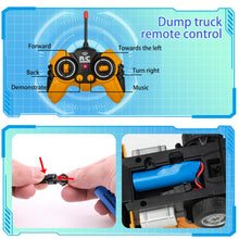 Load image into Gallery viewer, Remote Control Excavator and Dump Truck Toy Set - RC Construction Vehicles Toy with Barricades, Road Signs, Simulated Rocks
