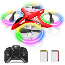 Load image into Gallery viewer, Dwi Dowellin 4.9 Inch Mini Drone for Kids Crash Proof LED Lights One Key Take Off Landing Flips RC Remote Control Small Drones Toys for Beginners Boys and Girls Adults Nano Quadcopter, Red
