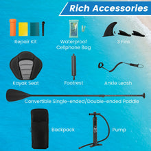 Load image into Gallery viewer, GYMAX Paddle Board, Inflatable SUP with Kayak Seat, Camera Mount, Direction Fin Paddle &amp; Carry Backpack, Extra Wide Below Up Stand Up Paddle Boards for Adults &amp; Youth Floating Fishing Water Exploring
