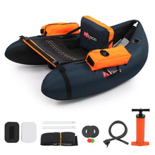 Load image into Gallery viewer, PEXMOR Inflatable Fishing Float Tube,350LBS Capacity, with Storage Pockets and Comfortable Padded Seat,Adjustable Shoulder Straps and Carry Bag, for River Lake Fishing,bass Fly Fishing,Blue
