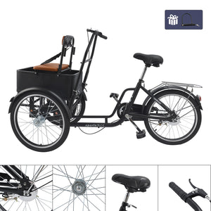Bruce & Shark Multi-Purpose 3 Wheel Tricycle with Basket, 20 Inches Wheel,Rear Brake,Bearing Weight 330lbs