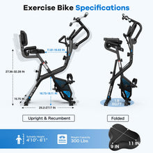 Load image into Gallery viewer, pooboo Folding Exercise Bike with Hand Crank, Multifunctional Stationary Bike -Black
