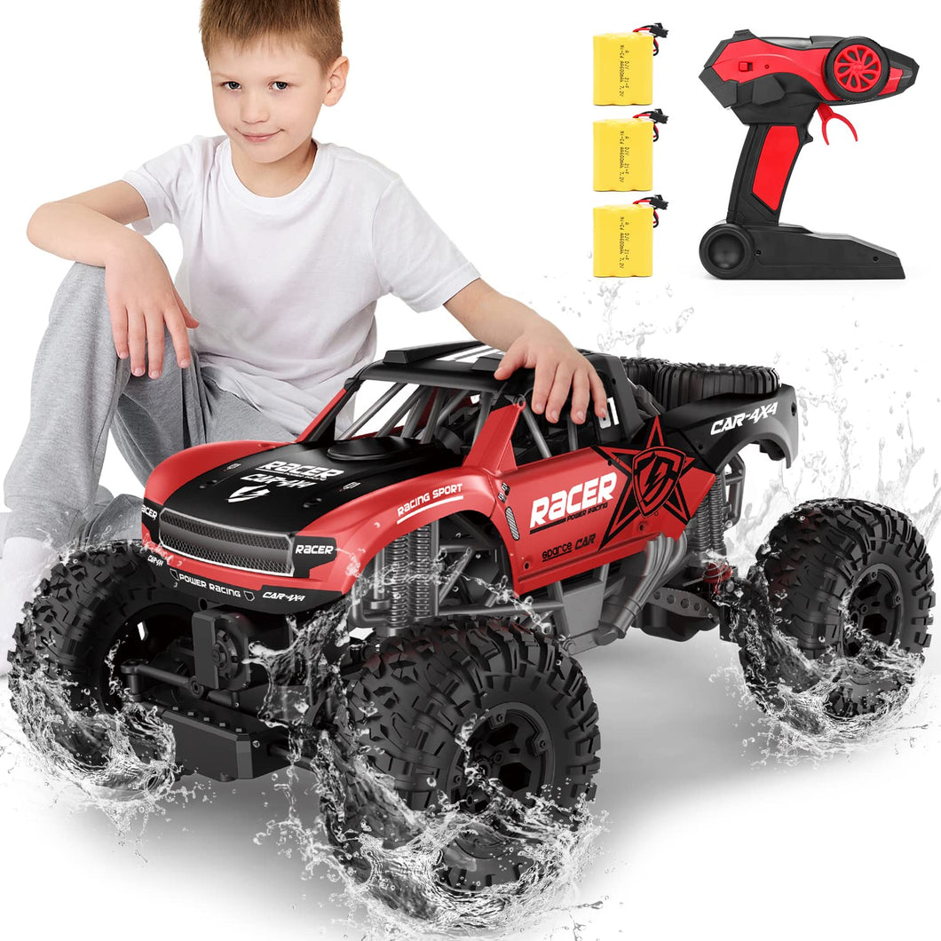 RC Trucks 4x4 Offroad Waterproof - 1:12 Scale Large Amphibious Remote Control Car, Dual Motors Crawler Vehicle, Monster Toys
