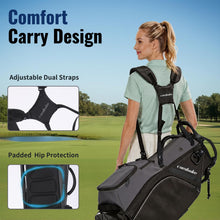 Load image into Gallery viewer, Camboke 15-Way Golf Stand Bag, Lightweight Golf Bag with Full-Length Dividers&amp;Rubber Top, Golf Club Carry Bag with Cooler Pocket, Dual Strap, Rain Hood for Men Women (Black)
