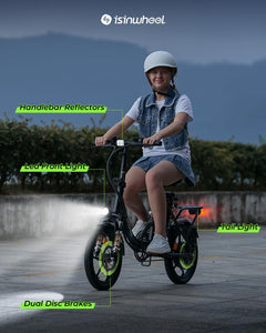 16" Folding Electric Bike for Adults, 750W Peak Motor with Max 55Miles PAS Range & 19MPH EBike, 374.4Wh Battery Electric Bicycles