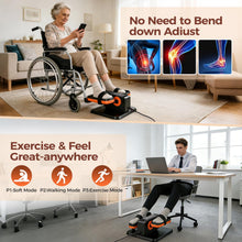 Load image into Gallery viewer, ESL Under Desk Elliptical - Portable Leg Exerciser with Pedal Strap for Seniors, Compact Seated Elliptical with Remote Control, LCD Display Electric Elliptical (New Orange Style with 2 Pedal Straps)
