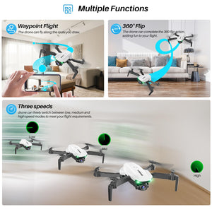 Drone With Camera for Adults-1080P FPV Quadcopter Drone with Hover Stable, Foldable Mini Drones With One Key Start, Waypoint Fly