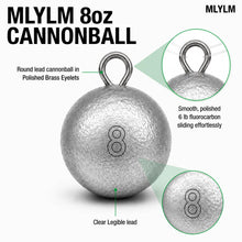 Load image into Gallery viewer, MLYLM 4 Pack 8 oz Cannonball Sinkers — 8oz Fishing Weights Round Lead Trolling Sinkers for Deep Sea Halibut Salmon Lingcod, Downrigger Ball Strong Current Bottom Fishing, Saltwater Boat Rigs
