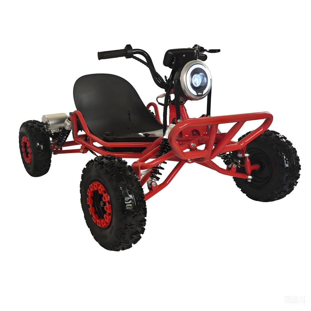 48V Electric Go Kart Adults/Kids - 2000W Motor 12-37MPH, 6'' All-Terrain, 440lbs Capacity, 3-Speed Modes LED Lights & Charger (Red)