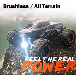 1:16 Scale Remote Control Car, 4WD 45KM/H High Speed RC Truck with Brushless Motor, 2.4GHz All Terrain (Orange)