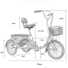 Load image into Gallery viewer, Adult Small Shopping Leisure Bicycle, Trike Bike for Adults with Removable Baskets, Cruiser Bike for Seniors Women Men
