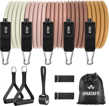 Load image into Gallery viewer, WHATAFIT Resistance Bands, Exercise Bands，Resistance Bands for Working Out, Work Out Bands with Handles for Men and Women Fitness, Strength Training Home Gym Equipment Gradient Coffee
