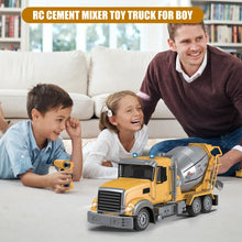 Load image into Gallery viewer, RC Cement Mixer Toy, 6 Channel Truck With Lights, 1:24 Electric 360 Degree Stirring Vehicle, Rechargeable Construction Truck
