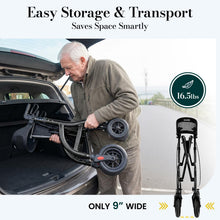 Load image into Gallery viewer, HolyHeal Walkers for Seniors, Rollator Walker with Seat and Backrest, 10" Big Wheels All Terrain, Rolling Walker Foldable Supports 350lb, Lightweight &amp; Height Adjustable, Cane &amp; Cup Holder, Black
