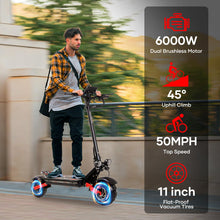 Load image into Gallery viewer, S3 Electric Scooter for Adults, 6000W Dual Motors, 60V 24Ah Battery, Up to 50MPH &amp; 55 Miles, 11&quot; Tires, Off-Road E-Scooter
