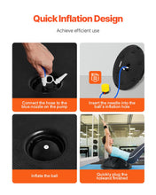 Load image into Gallery viewer, VEVOR 23-inch Half Exercise Ball Trainer, 660 lbs Capacity Balance Ball, Includes Resistance Bands and Pump- Black
