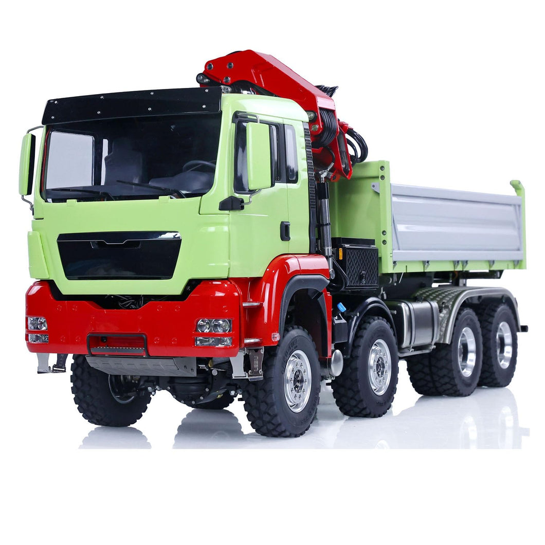 1/14 RC Hydraulic 3-Ways Dump Crane Truck 8X8 7CH Painted Remote Control Tipper Car Unfinished Body Shell Construction Vehicle