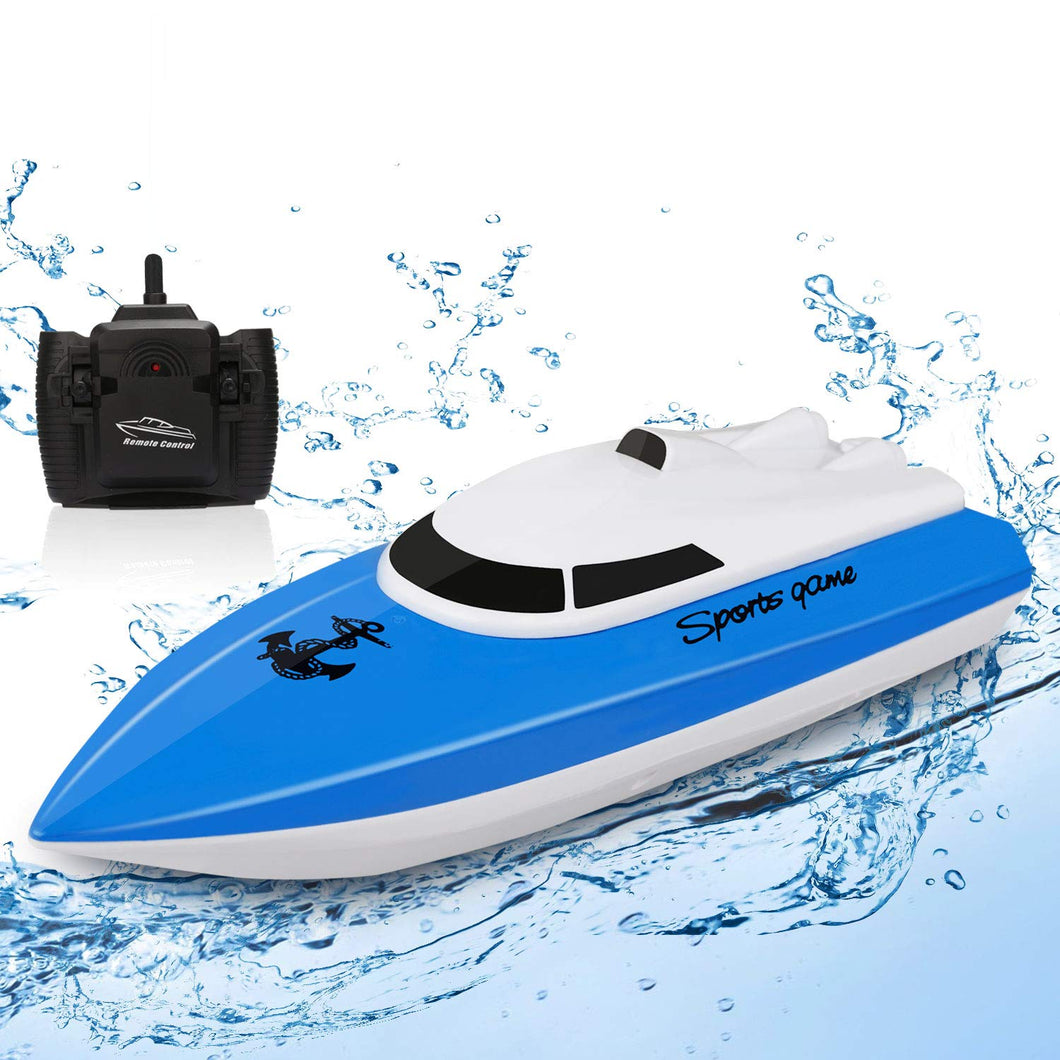 RC Boat, Remote Control Boats for Lake/Pool/Pond, 2.4 GHz High Speed Outdoor Adventure Electric Mini RC Racing Boats, Boys & Girls-Blue