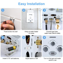 Load image into Gallery viewer, Portable Water Heater Propane Tankless - 6L 1.58GPM RV on demand Hot Gas Outdoor Digital Display Water Heater for Camping,Boat,Cabins
