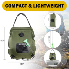 Load image into Gallery viewer, KIPIDA Solar Shower Bag | 5 Gal/20L Solar Heating Camping Shower Bag | Removable Hose | On-Off Switchable Shower Head | Ducha Portatil | Traveling Shower | Portable Shower for Beach Swimming, Hiking
