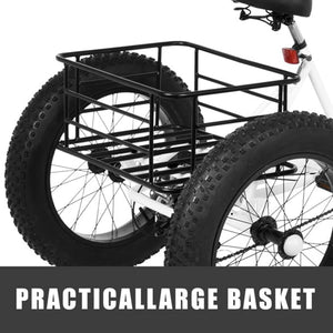 20 Inch Fat Tire Adult Tricycles 3 Wheel Bikes 7 Speed Adult Trikes Three-Wheeled Cruiser for Seniors, Women, Men