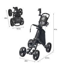 Load image into Gallery viewer, FLAGTAG Golf Push Cart 4 Wheels,Folding Golf Cart, Golf Pull cart with Cup Holder,Umbrella Holder,Cooler Bag, Foldable with one-Click,Handle Height Adjustable,Drink Holder,Walking Push cart
