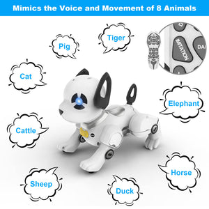 Remote Control Robot Dog Toy, Programmable Smart Interactive Robotic Pets, RC Stunt Robot Toys Dog Imitates Animals Music
