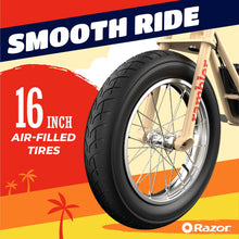 Load image into Gallery viewer, 36V Electric Minibike with Retro Style, Up to 15.5 MPH, Up to 11.5 Miles Range, Wide, Rugged 16&quot; Air-Filled Tires, Tan
