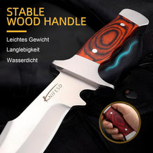 Load image into Gallery viewer, Omesio Fixed Blade Knife with Sheath Set Hunting Knife Full Tang Bushcraft Knives Skinning Knife Deer Hunting Knives, Big Camping Outdoor
