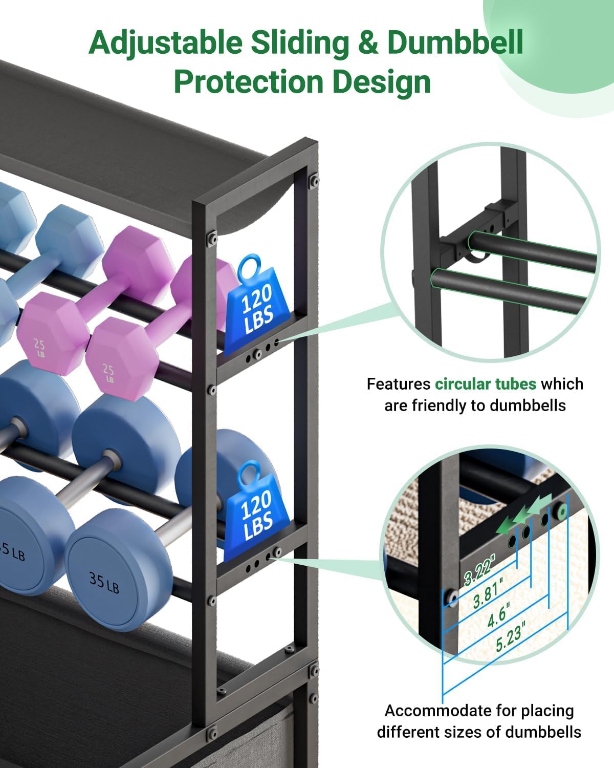 Movable Weight Rack FavourLife Dumbbell Rack, Adjustable 4-Tier Weight Rack Movable for Du ...