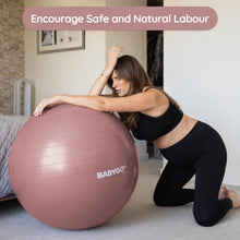 Load image into Gallery viewer, BABYGO Birthing Ball - Pregnancy Yoga Labor &amp; Exercise Ball &amp; Book Set Trimester Targeting-(Rosewood, 65cm)
