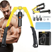 Load image into Gallery viewer, Twister Arm Trainer, 3 in 1 Hydraulic Power Chest Workout Equipment with Ab Roller Wheels and Hooks- Yellow
