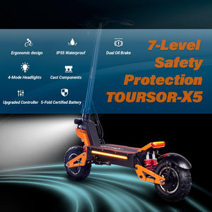 Electric Scooter Adults, 6000W Dual Motor Top Speed 52 MPH Distance Traveled 70 Miles, 11" Off-Road Tires